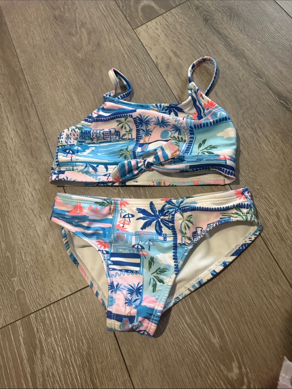 wonder nation Blue & Pink Tropical Two-Piece Swim Set